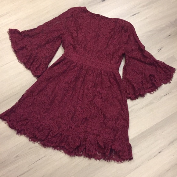 ModCloth Wine Lace Dress, Zip Back, Sz M - Picture 7 of 8
